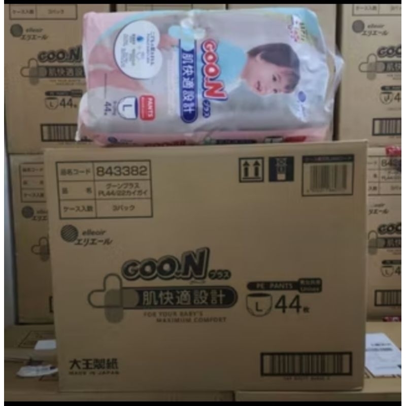 ( 1 karton ) GOON Diapers Popok Bayi Made In Japan Super Premium Size L44, XL38 / Popok Bayi Celana 