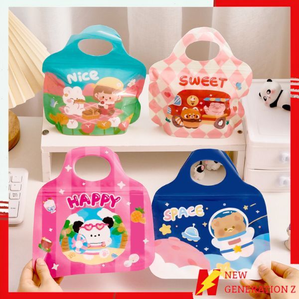 

NGZ Plastik Ziplock Mini Tas Jinjing Plastic Bag Zipper Karakter Hewan Goodie Bag Permen Biskuit Anti Air Hampers Lucu Motif Kartun Berwarna Full Color