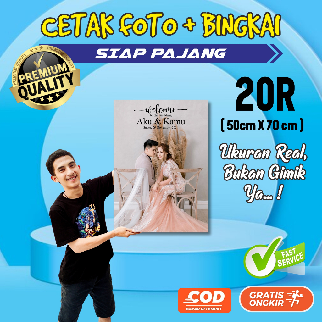 CETAK FOTO + BINGKAI SPANRAM CUSTOM UKURAN BESAR 50X70 CM