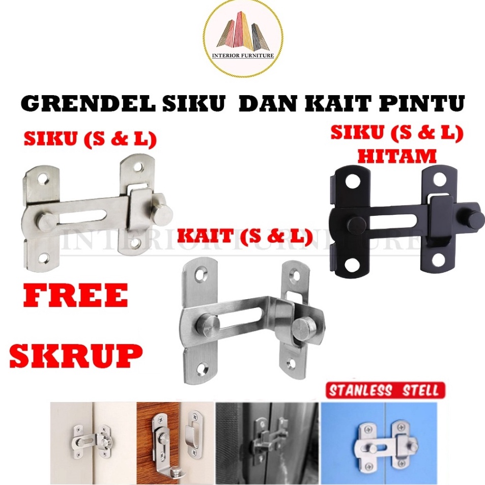 Instan Grendel overpal gembok selot gembok pintu Cantolan Kunci Geser Pintu Grendel Kait Pintu SIKUK