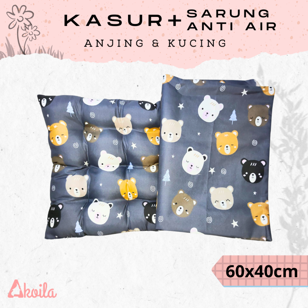WRT Kasur Anti Air 60x40cm untuk Anjing Kucing Ukuran Besar Bantal Anti Air Petbed Wateroof Pet Bed