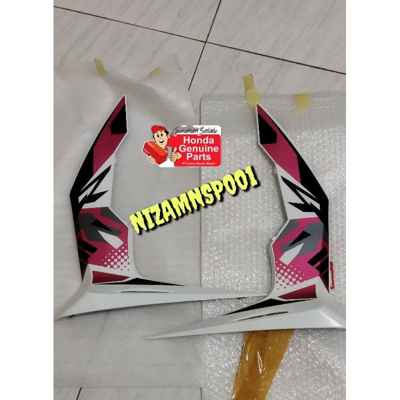 COVER BODY SAYAP DEPAN BAWAH KIRI KANAN SONIC 150R PUTIH+STIKER ORIGINAL AHM