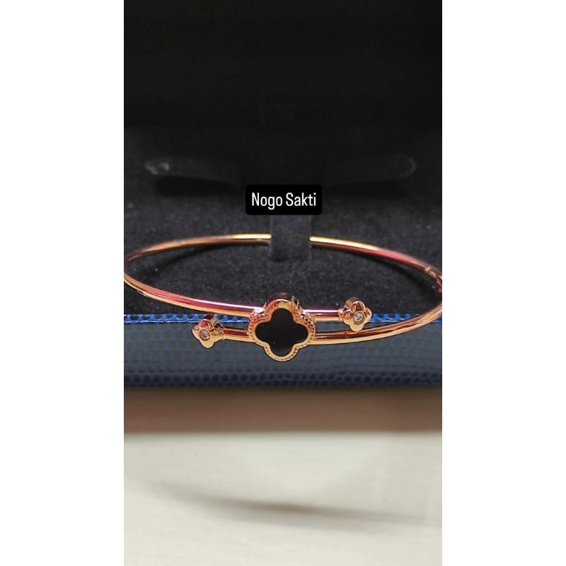 Gelang Bangle Emas Asli 8K Clover Hitam
