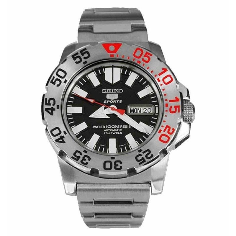 Seiko 5 Man SNZF47K1 SNZF47 Mini Monster 100M Silver Black Red