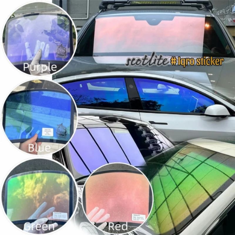 STIKER RIBEN RIBEN PELANGI UNTUK KACA MOBIL STICKER KACAFILM RIBEN RAINBOW GREEN LEBAR 138 CM