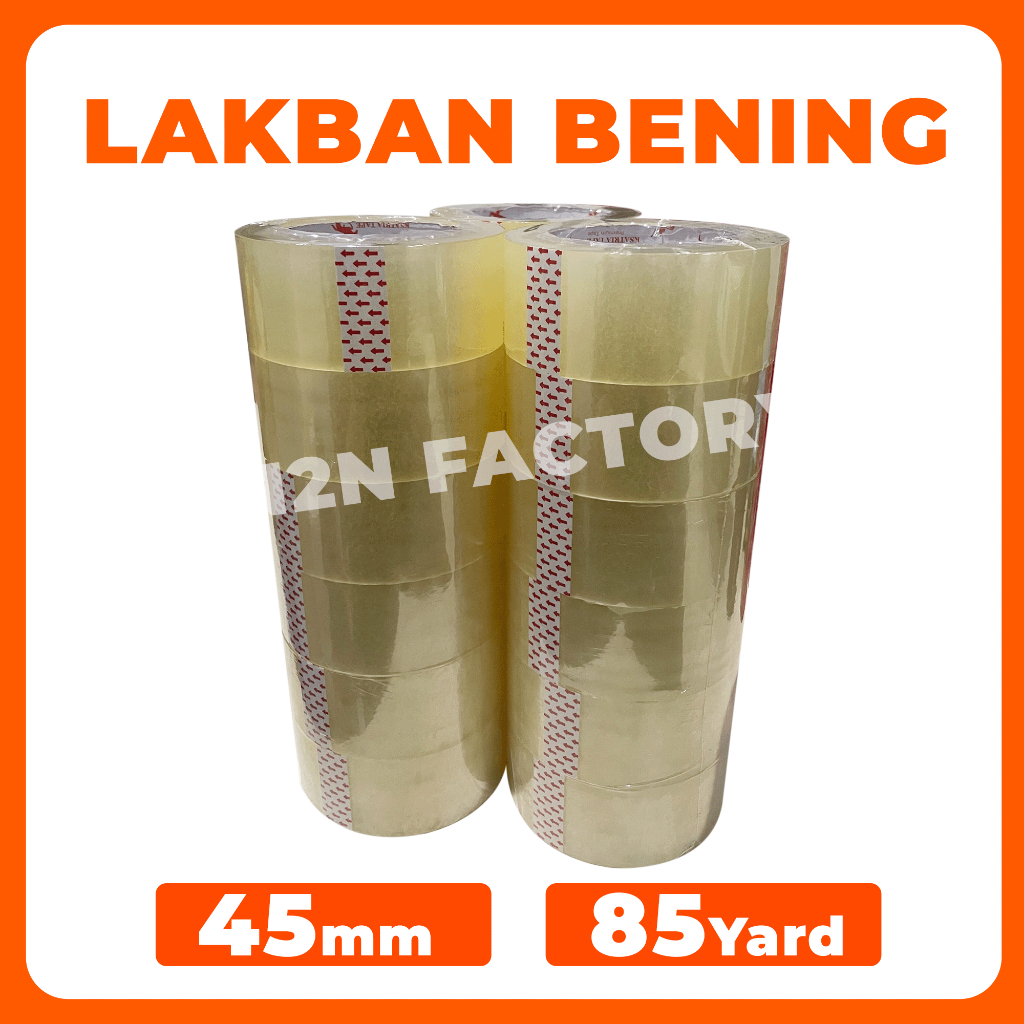 

Lakban Bening Ksatria Tape 45mm x 90 Yard 1 Slop ( 6 Roll ) OPP Tape Berkualitas Tinggi N2N_Factory