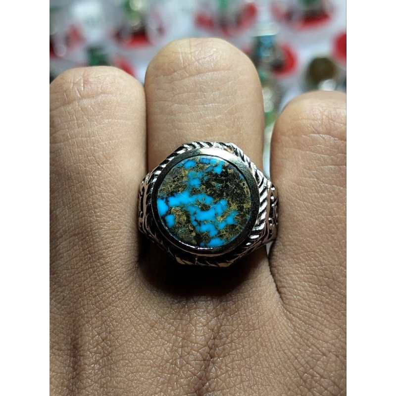 PIRUS PERSIA BIRU FANCY SERAT EMAS/MERAH, Dimensi (14*5) UK rink (9)