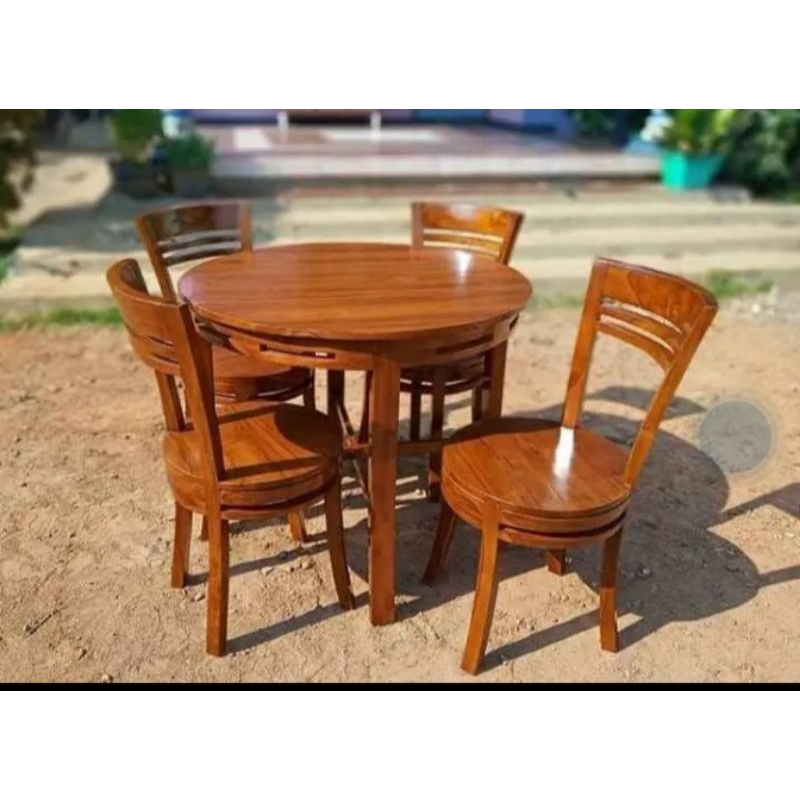 kursi meja makan bulat kayu jati jepara