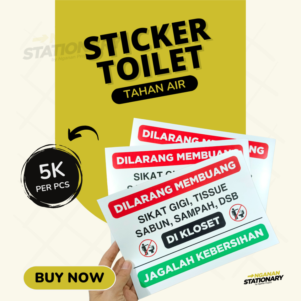 

Sticker Dinding / Pintu Toilet / WC - Jagalah Kebersihan - Tahan Air - A5 - Quantac