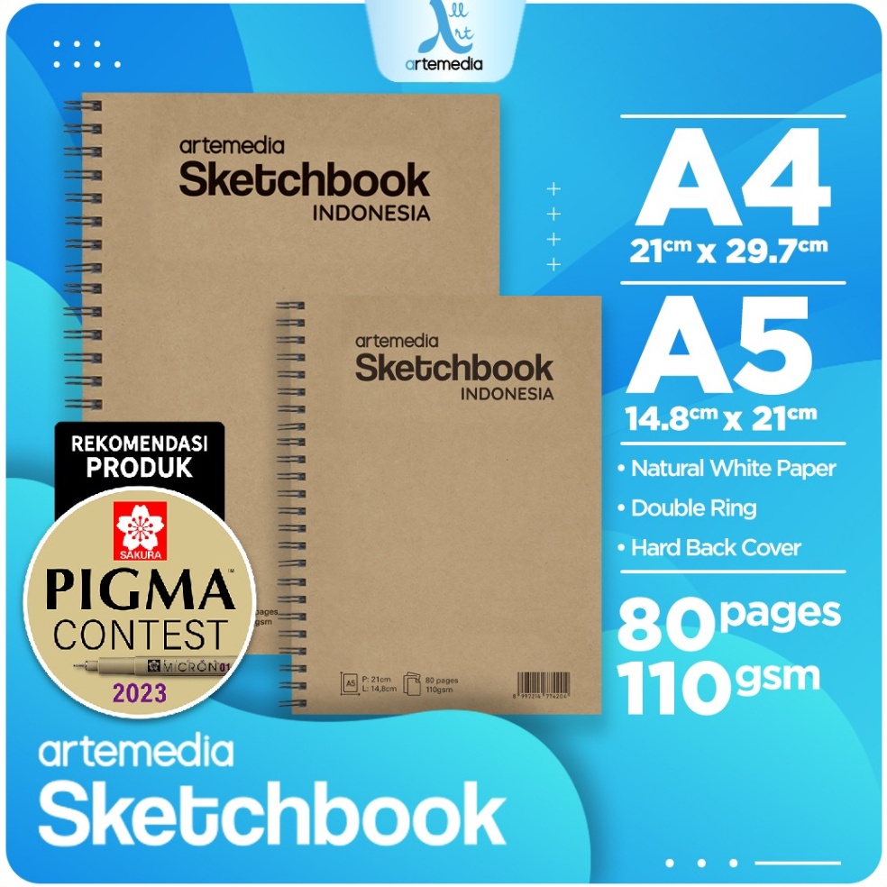 

First Hand Sketchbook Artemedia A5 Craft Cover 11 Gsm Jilid Spiral Samping Buku Sketsa Gambar 4 Sheet 8 Pages