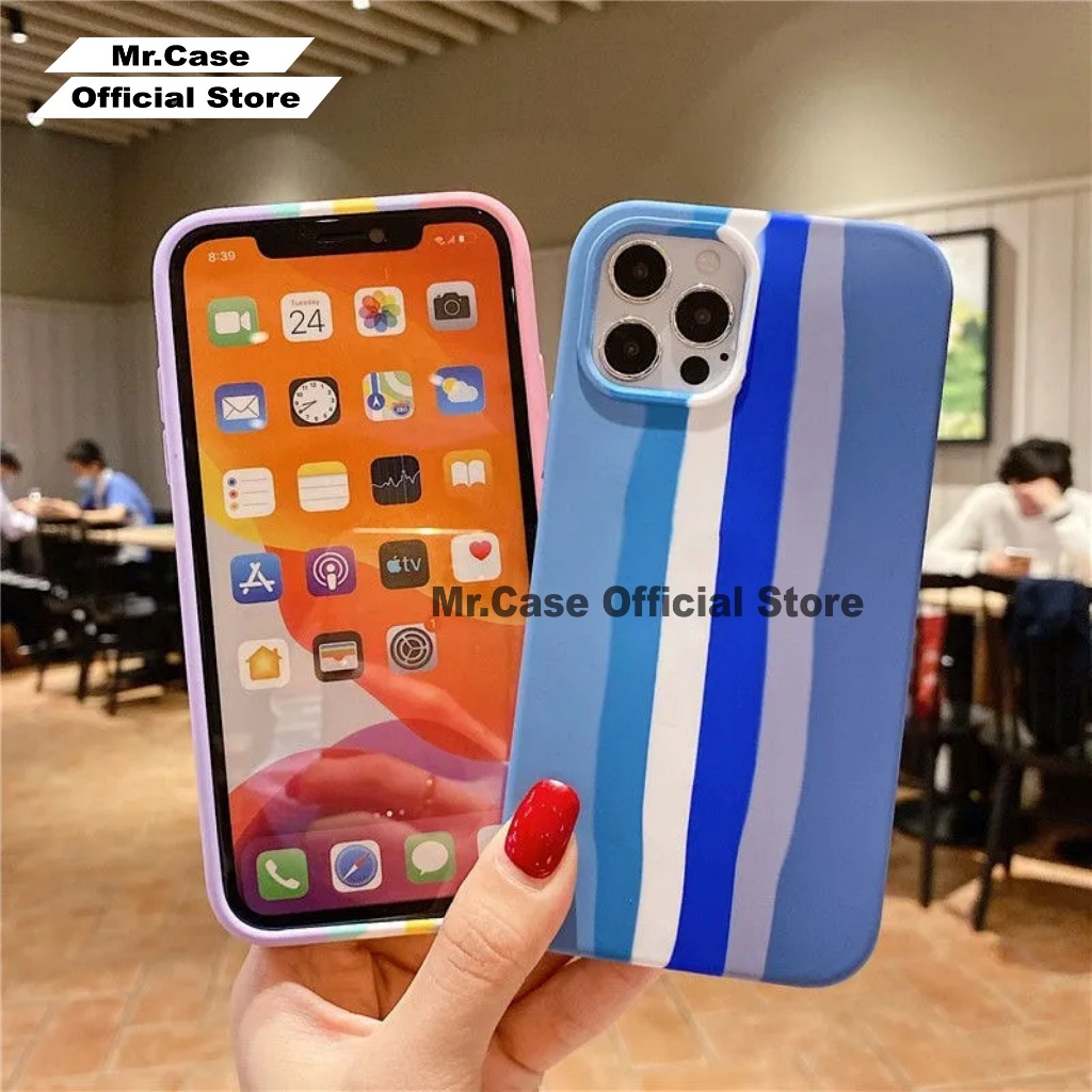 SoftCase/Case/Casing IPHONE Full Cover Silicone Rainbow Pelangi Warna Warni Iphone 6 7 8 6+ 7+ 8+ X 