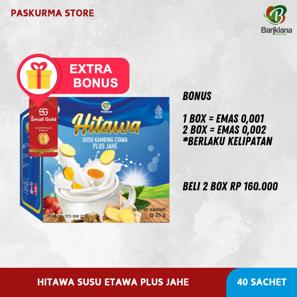 

[ BELI 2 HARGA GROSIR ] HITAWA 1KG / 40 SACHET – SUSU KAMBING ETAWA PLUS HERBAL