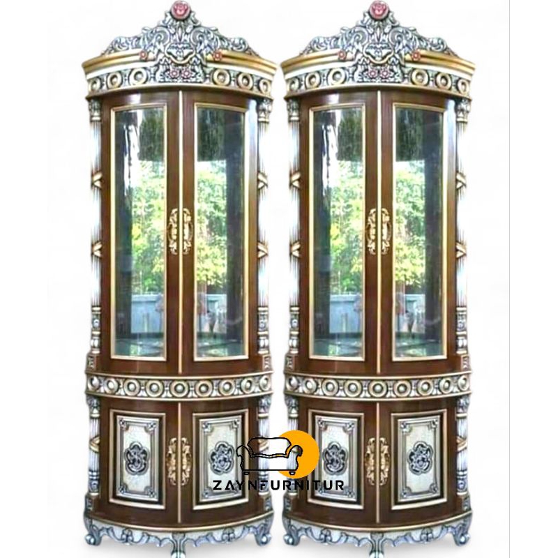 Lemari Sudut Cincin Kayu JATI TUA Jepara