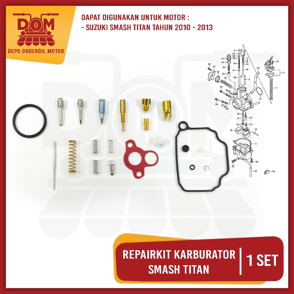 Repairkit Karburator Smash Titan (TOKAIDO) Carburator Repair Kit Parkit Spuyer Karbu Assy Suzuki