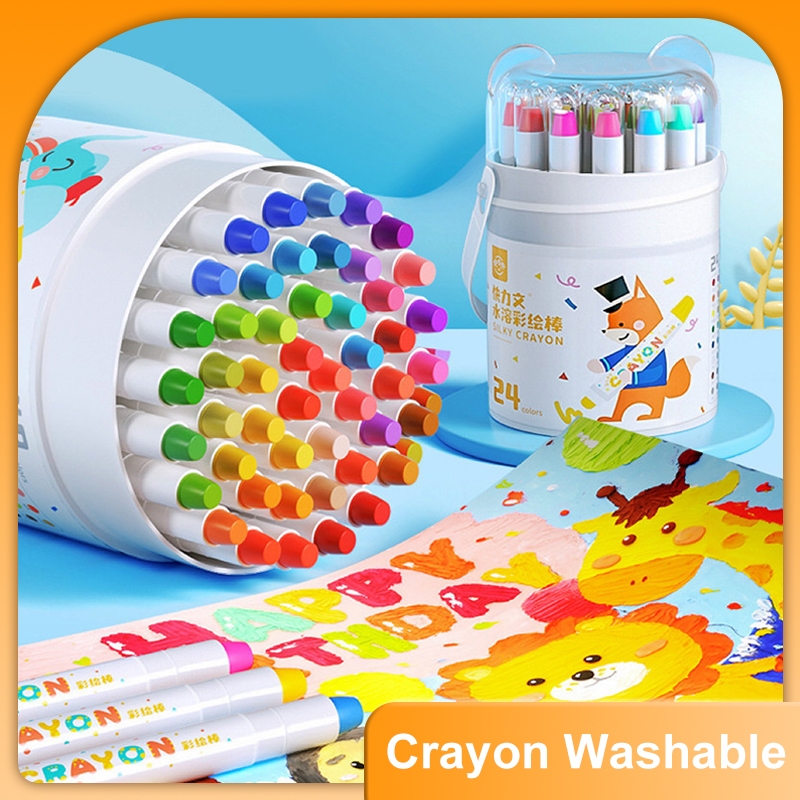 

Crayon Washable Crayon Putar untuk Anak-anak 24/36/48 Warna Tidak Beracun yang Dapat Dicuci Colorful Bucket