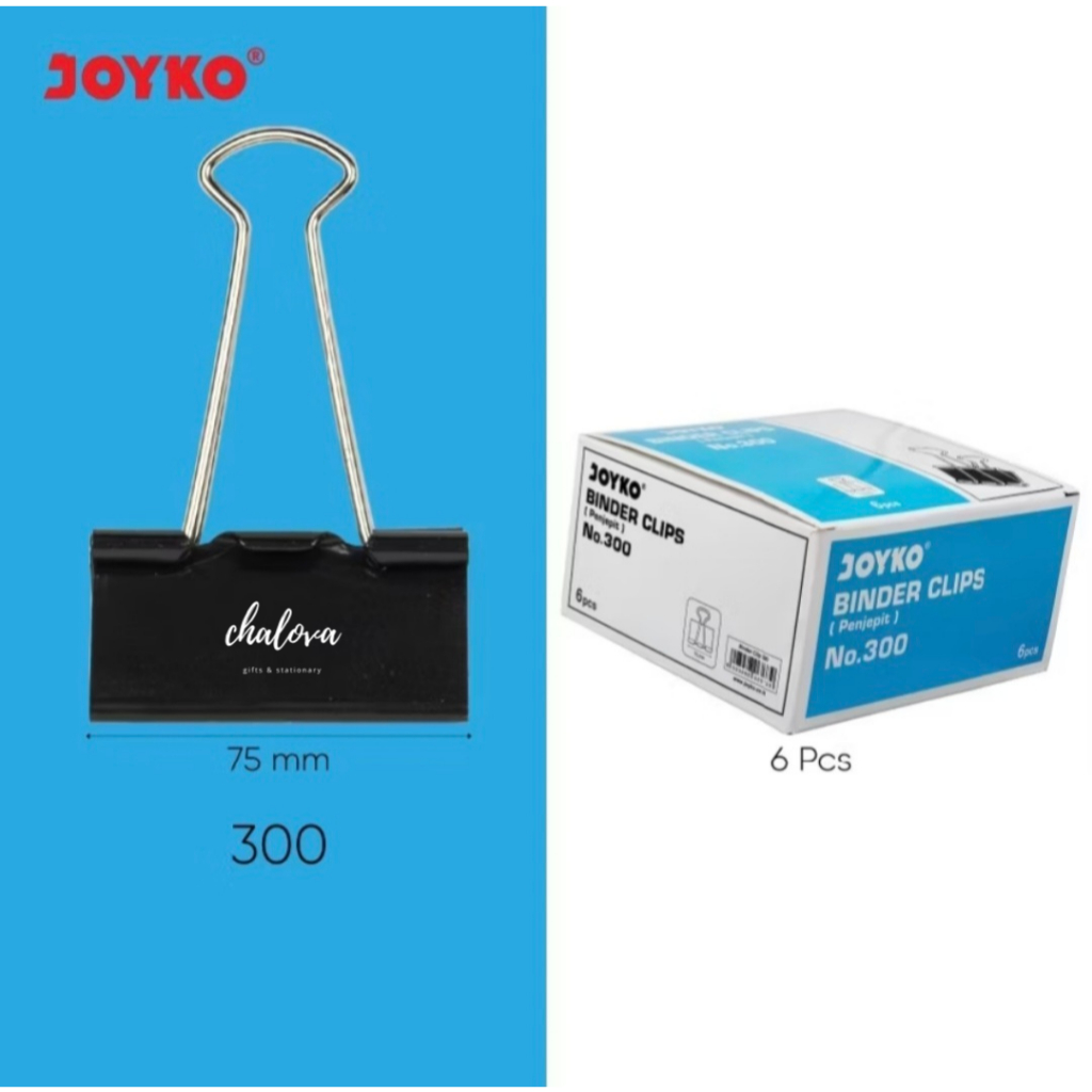 

[PAK] BINDER CLIP JOYKO NO 300 / PENJEPIT KERTAS SEDANG 75MM ISI 6 PCS