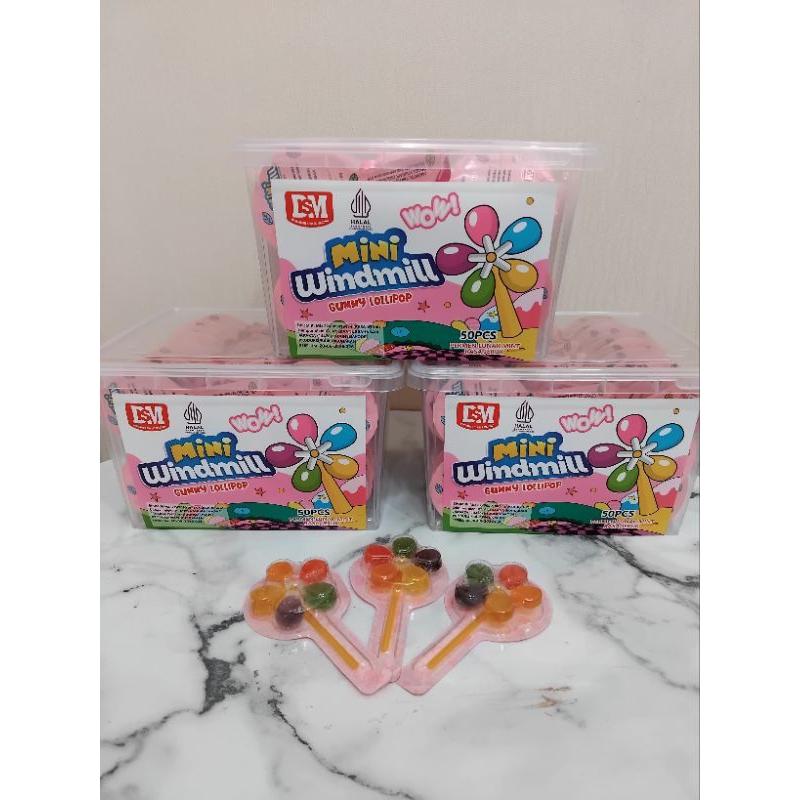

DSM Mini Windmill Gummi lolipop isi 50pcs