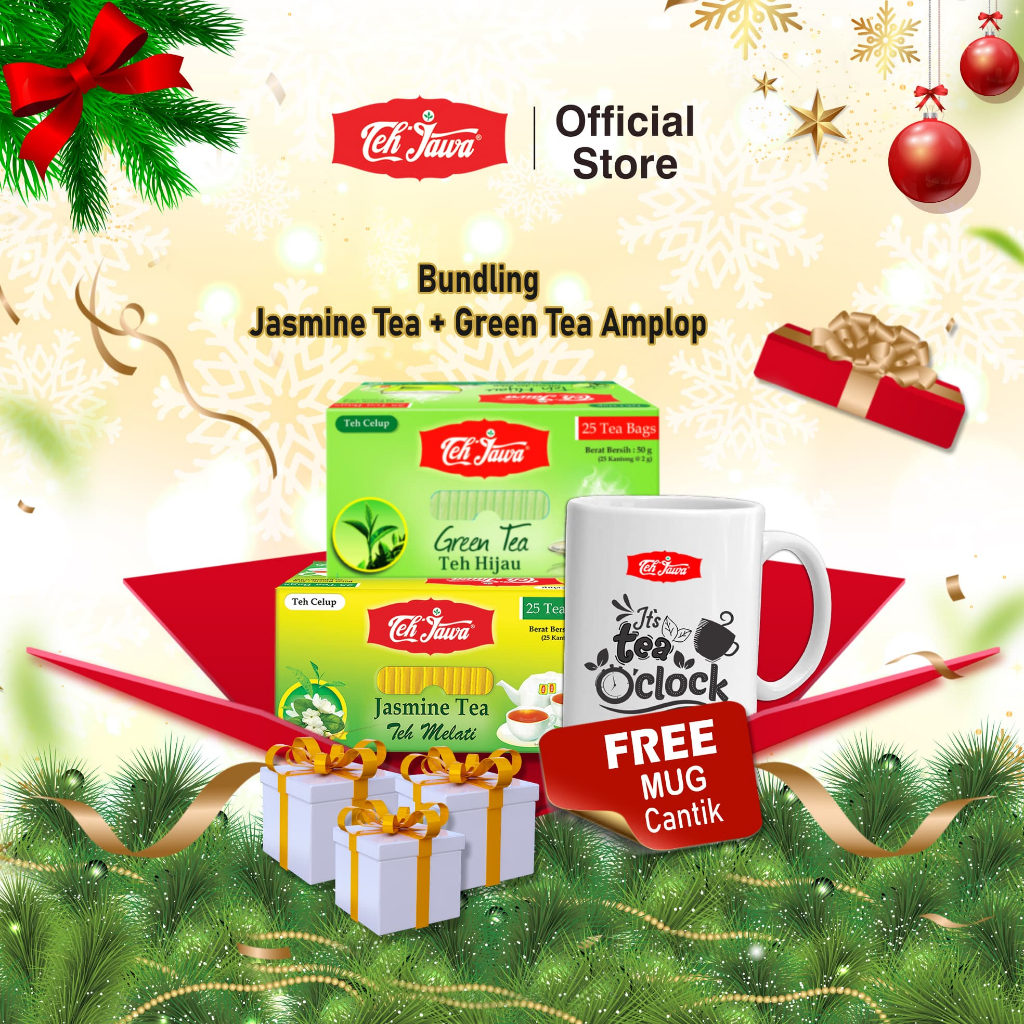 

Teh Jawa Hampers Natal/Paket Natal Jasmine Green Tea Enveloped & Trendy Mug