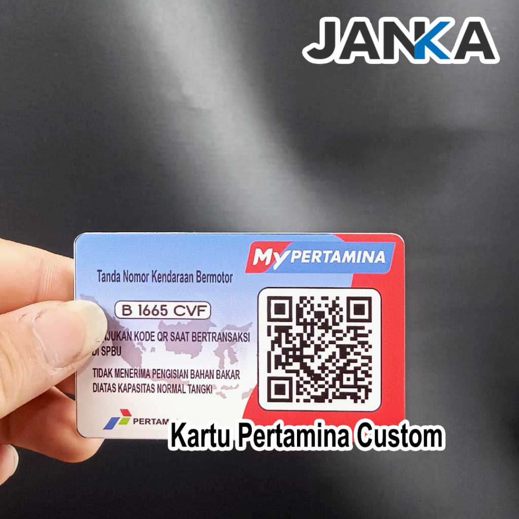 JANKA Kartu Pertamina Barcode Bahan Akrilik Tebal 2 MM UV Print 2 Sisi Custom Gambar Mobil MyPertami