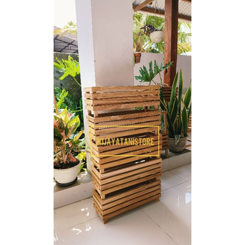 Pot Panjang Kayu Anggrek | Rak Kayu Jati Oven | Tatakan Kayu Jati