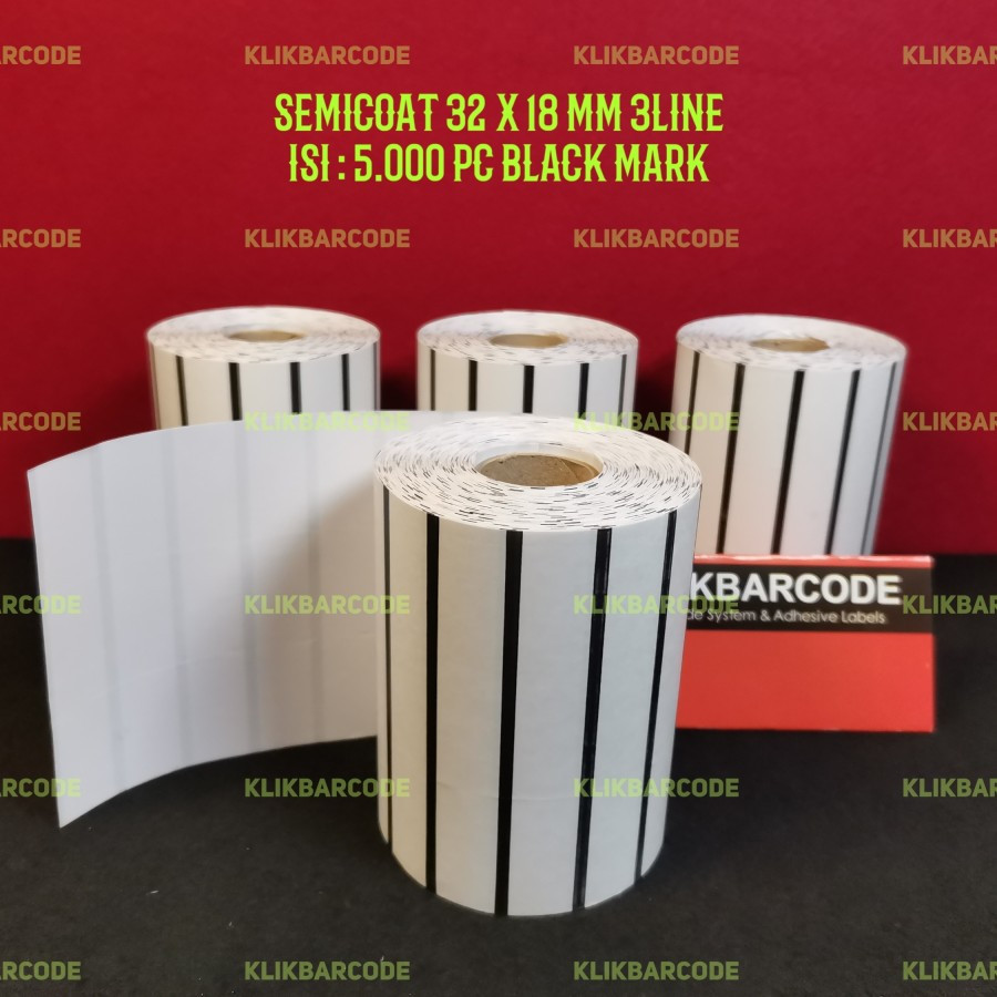 

[ SATO ] 32 X 18 BLACKMARK - 3 LINE SEMICOATED - FACE IN - ISI 5.000 PCS || CORE 1" || LABEL BARCODE THERMAL TRANSFER PAKAI RIBBON