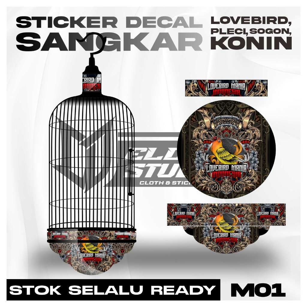 Stiker Sangkar LOVEBIRD MANIA Custom Decal Tebok Lovebird Batman Pleci Laminasi, Bisa Request
