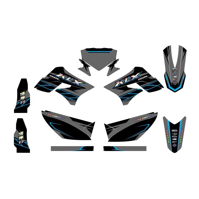 Decal Stiker KLX 150 S KLX OLD Dekal Variasi Striping Custom fullbody biru hijau