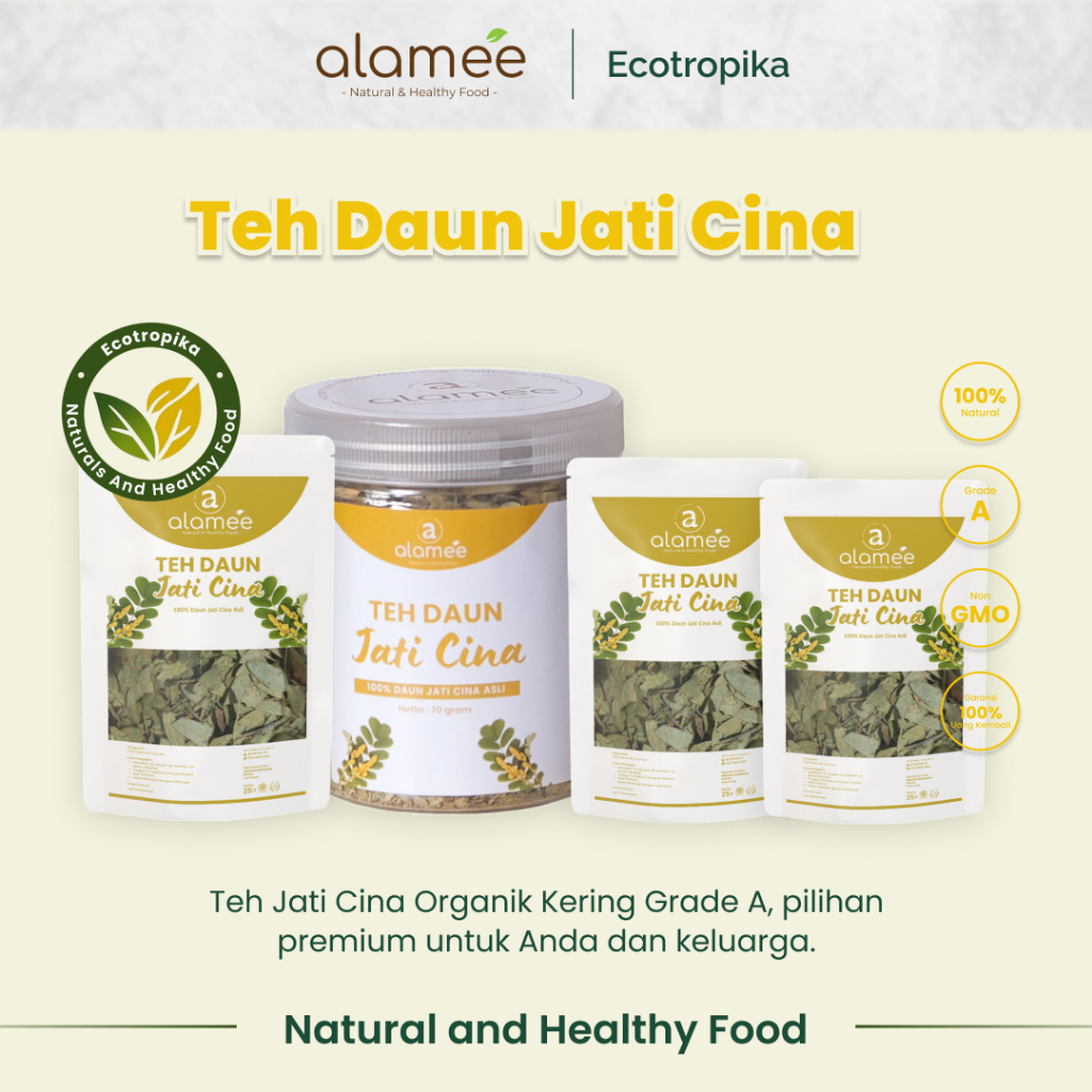 

Ecotropika Alamee Teh Daun Jati Cina, Teh Diet Penurun Berat Badan, Organik Kering Grade A, Senna Leaf Tea Herbal Alami Organik Dried Flower