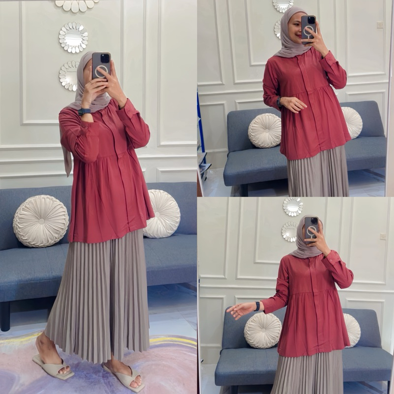 Atasan twill rayon premium // Blus lengan panjang