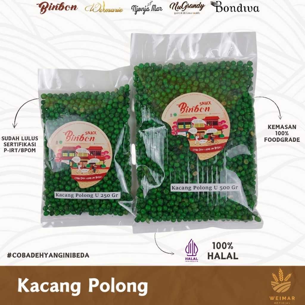 

Binbon Snack Kacang Polong - Ukuran 250 gram & 500 gram