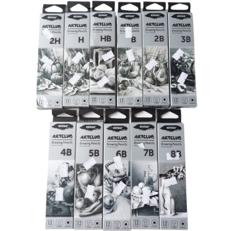 

Pensil Gambar Kenko Art Club 2H, H, HB, B, 2B, 3B, 4B, 5B, 6B, 7B, 8B - Isi 12 pcs
