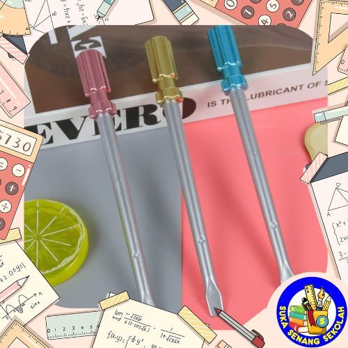 

SELUSIN Pulpen Gel Hitam Motif Obeng / Stationery Pen Kekinian S0263