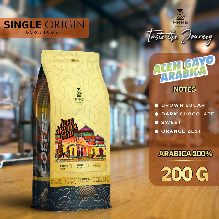 

KOPI ARABIKA ACEH GAYO GRADE 1 SINGLE ORIGIN 200 GRAM | MKND COFFEE ROASTERY