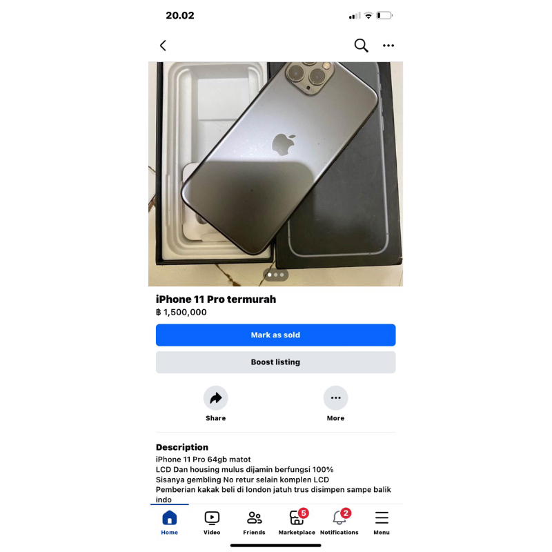 iPhone 11 Pro matot pesanan agan pesbuk