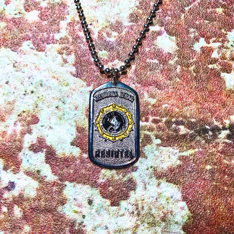Kalung Dog Tag RESINTEL INTEL POLRI Full Logam COR Logo Monel Army Style Chrome Silver