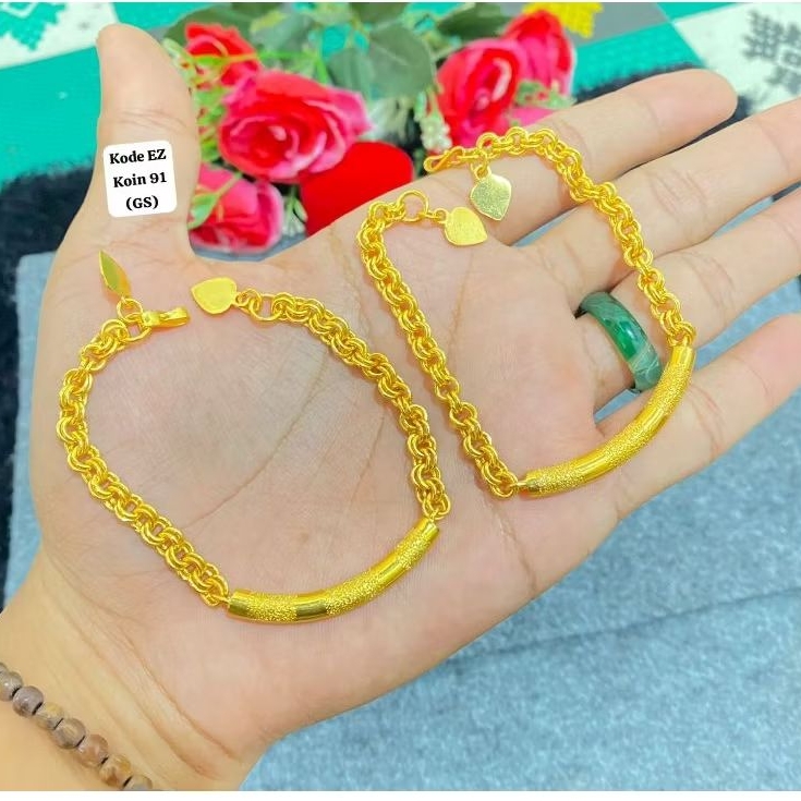 Gelang emas Penang bambu koin 91