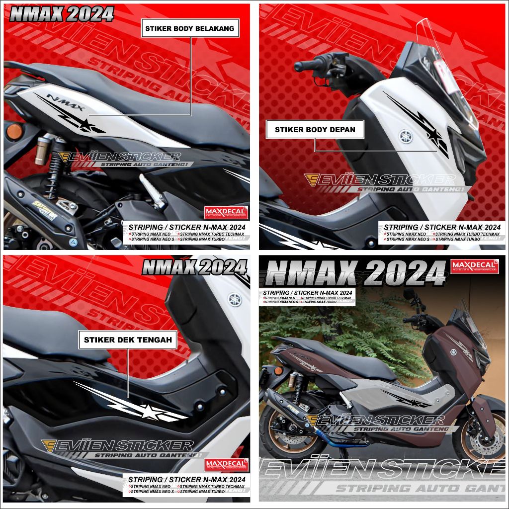 STICKER MOTOR ALL NEW NMAX TURBO / NMAX NEO STRIPING CUTTING STICKER MOTIF BINTANG