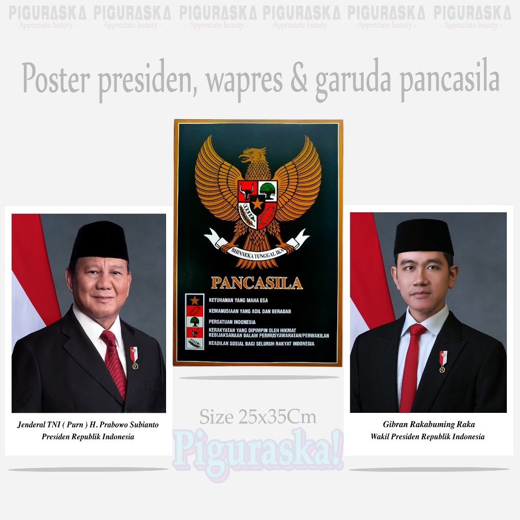

Poster Edukasi Anak Foto Prabowo Gibran / Foto Presiden Wapres Garuda Pancasila size 25x35cm 2024-2029