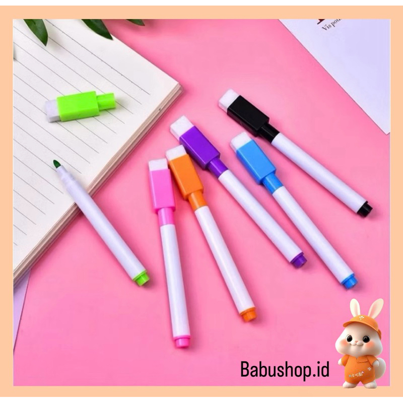 

BBS 1SET 8PCS SPIDOL WARNA WARNI + PENGHAPUS / SPIDOL WIPE AND CLEAN PP60AA