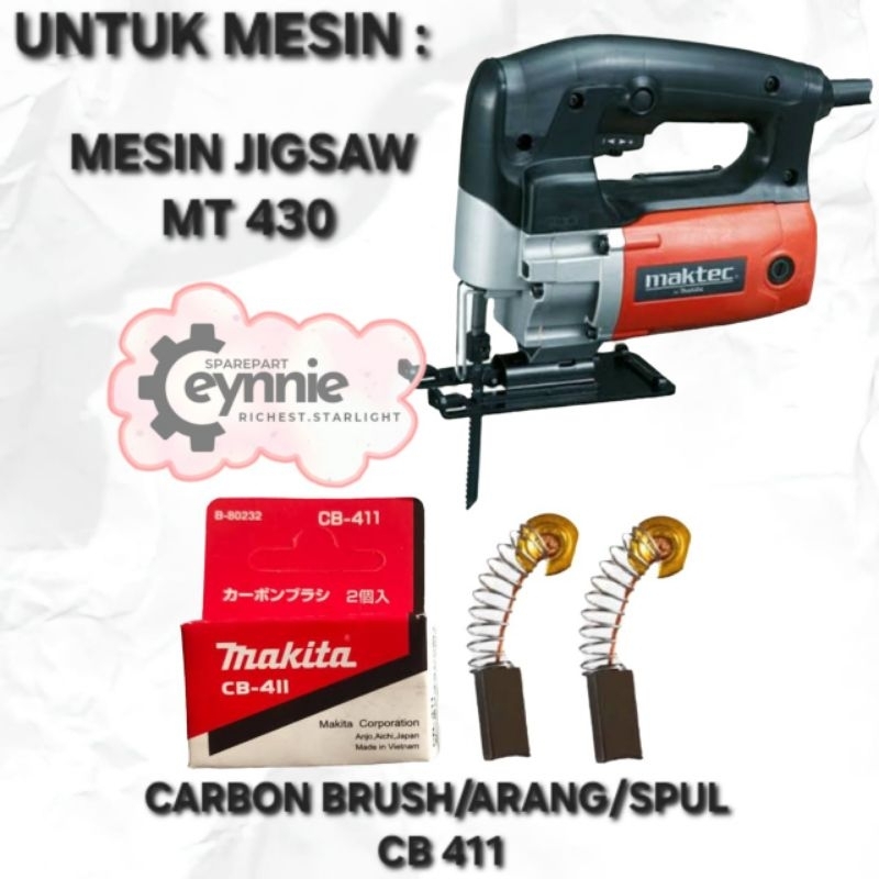 CARBON BRUSH MESIN JIGSAW MT 430 MAKTEC CB 411 ARANG SPUL JIGSAW MT430  CB411 MAKTEC