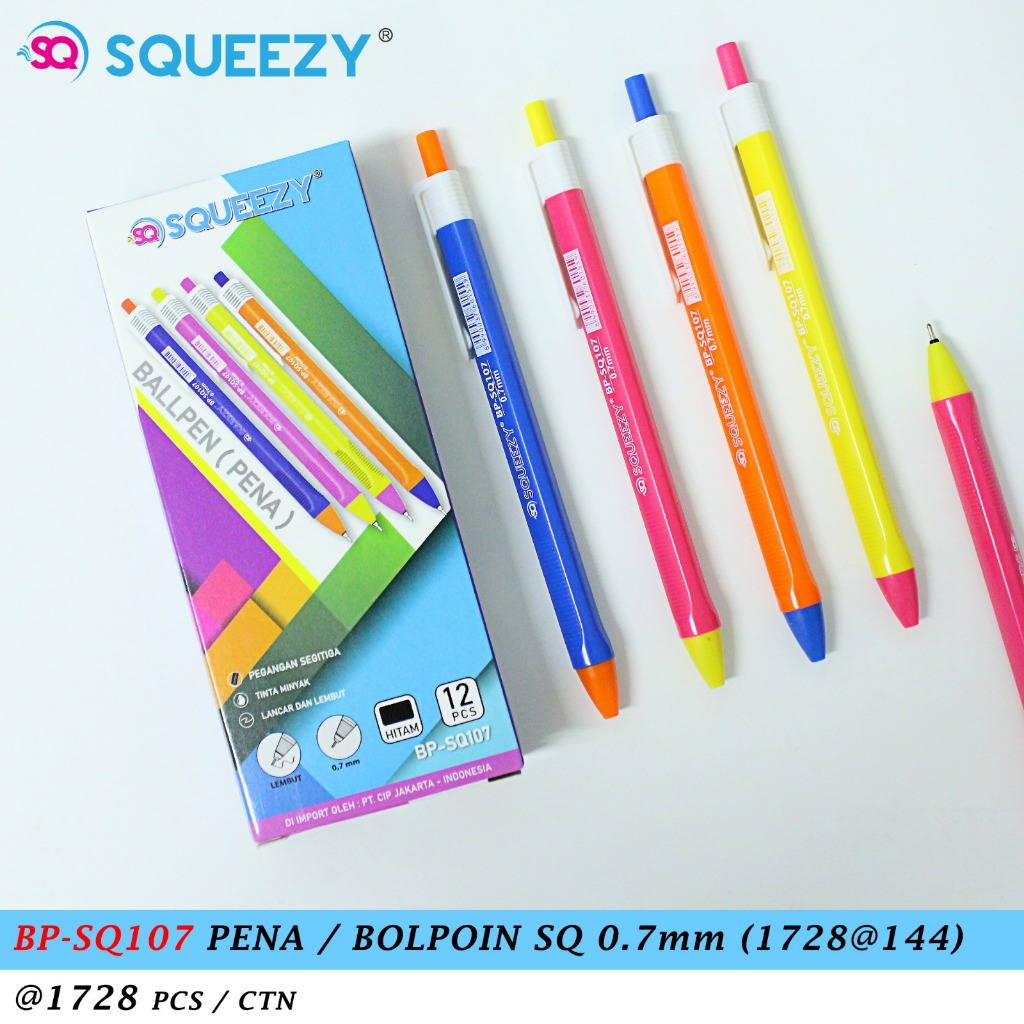 

(12 PCS )SQUEEZY PENA CETEK SQ107 MATA PENA 0,7 - PULPEN TINTA GEL HITAM