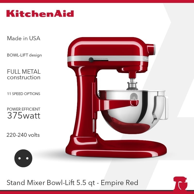 KitchenAid Stand Mixer Heavy Duty 5,5 Qt Bowl-lift Empire Red - 5KSM55SXXNER