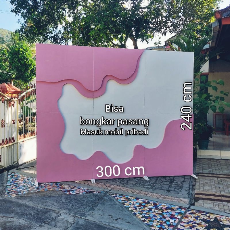 backdrop dekorasi pelaminan. backdrop lamaran/wedding. backdrop triplek model gelombang