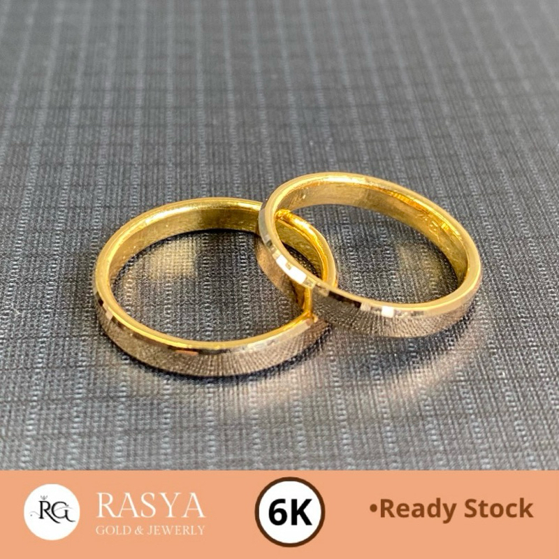 Cincin Pipa 1 Gram Emas Asli Kadar 6K / Pipa Kaca / Pipa Rambut / Cincin Motif