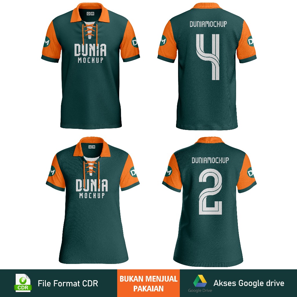Mockup Jersey Kerah Tali Pria & Wanita - CDR