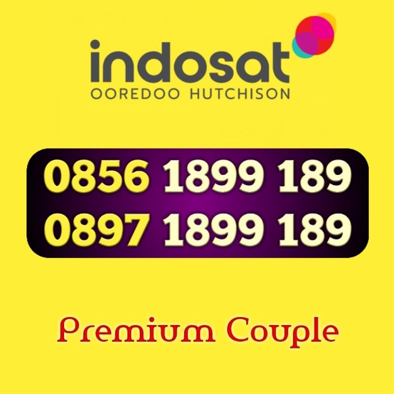 KARTU PERDANA NOMOR CANTIK EXSCLUSIVE COUPLE INDOSAT PREMIUM ANGKA HOKI 189 LIMITED EDITION BERKUALI
