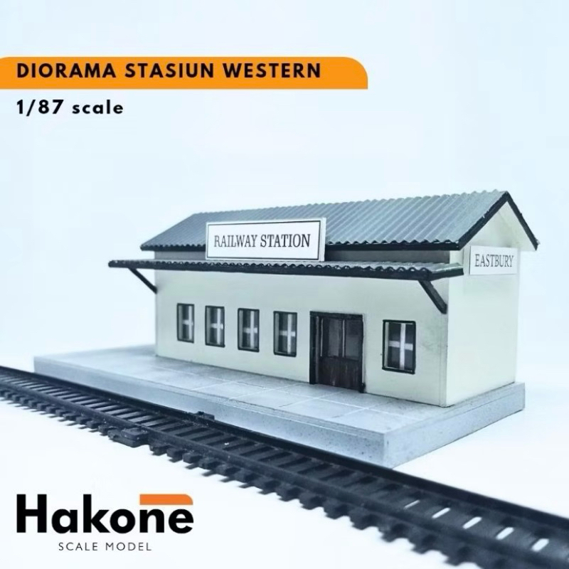 Mainan stasiun kereta api/ diorama stasiun kereta api western skala HO 1/87