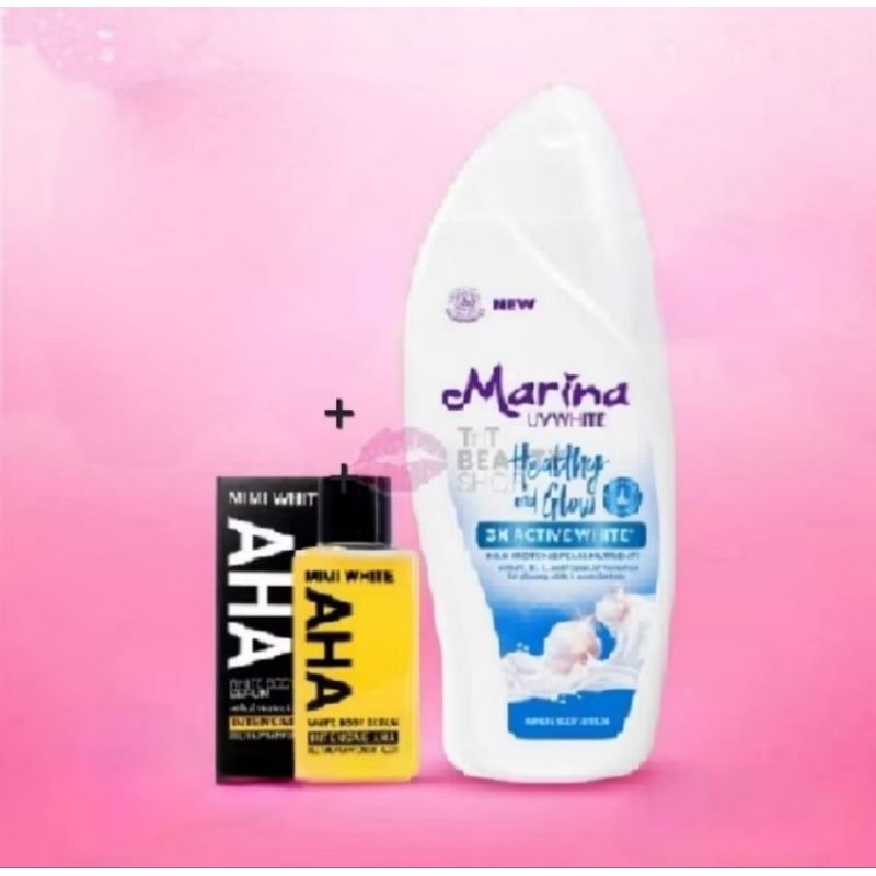 Marina paket handbody biru+mimi aha white