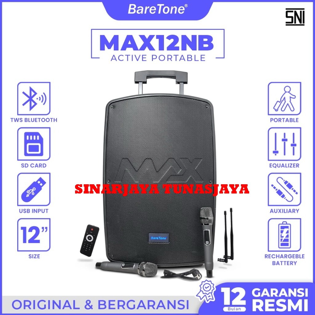 Harga promo Speaker Portable Baretone Max12nb Original Speaker 12Inch Max 12nb  Garansi resmi
