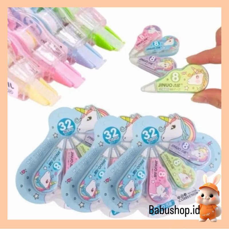 

BBS Correction Tape Karakter 4In1 PenghapusPulpen Roll( lsi 4pcs )Karakter Lucu Unicorn Penghapus